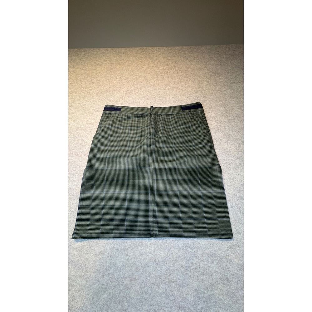 Volcom Gals Vatcian Skirt Green Houndstooth Cotton Cinch Waist Size 11 B143302